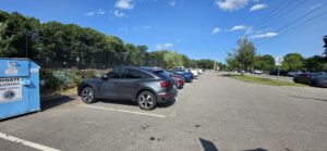 The free parking lot beside the pickleball courts at Doyle Field in Leominster, Massachusetts