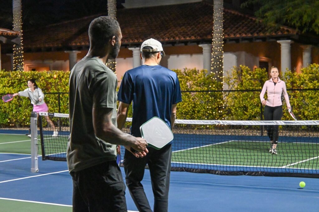 Pickleball match under the lights - the MLP Dreambreaker is the singles tiebreaker
