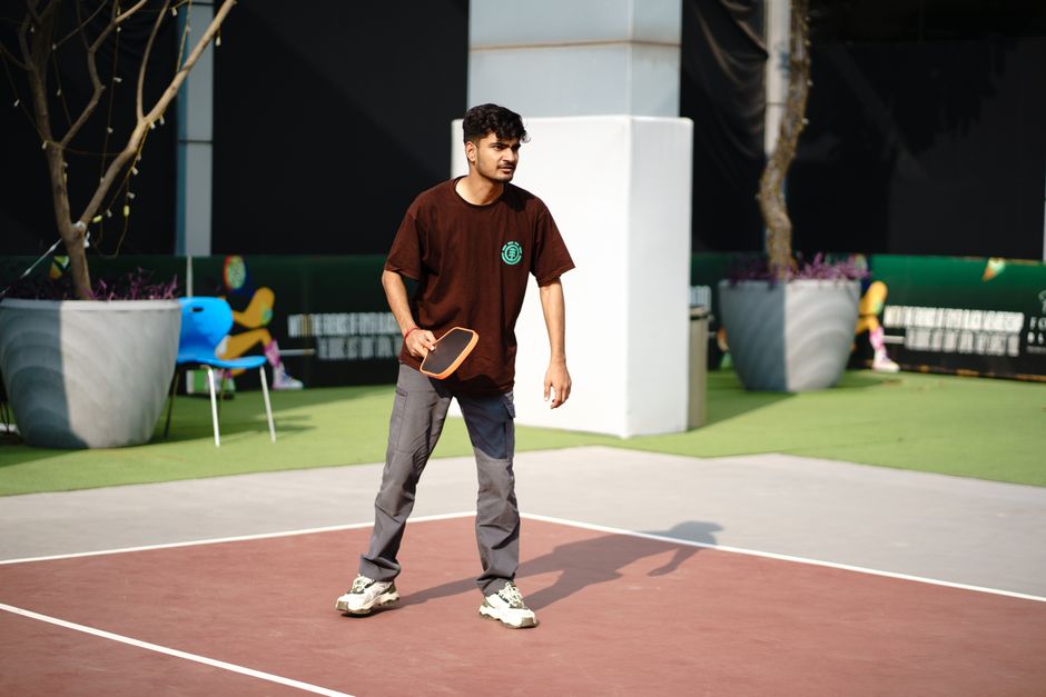 Pickleball player moving through the transition zone