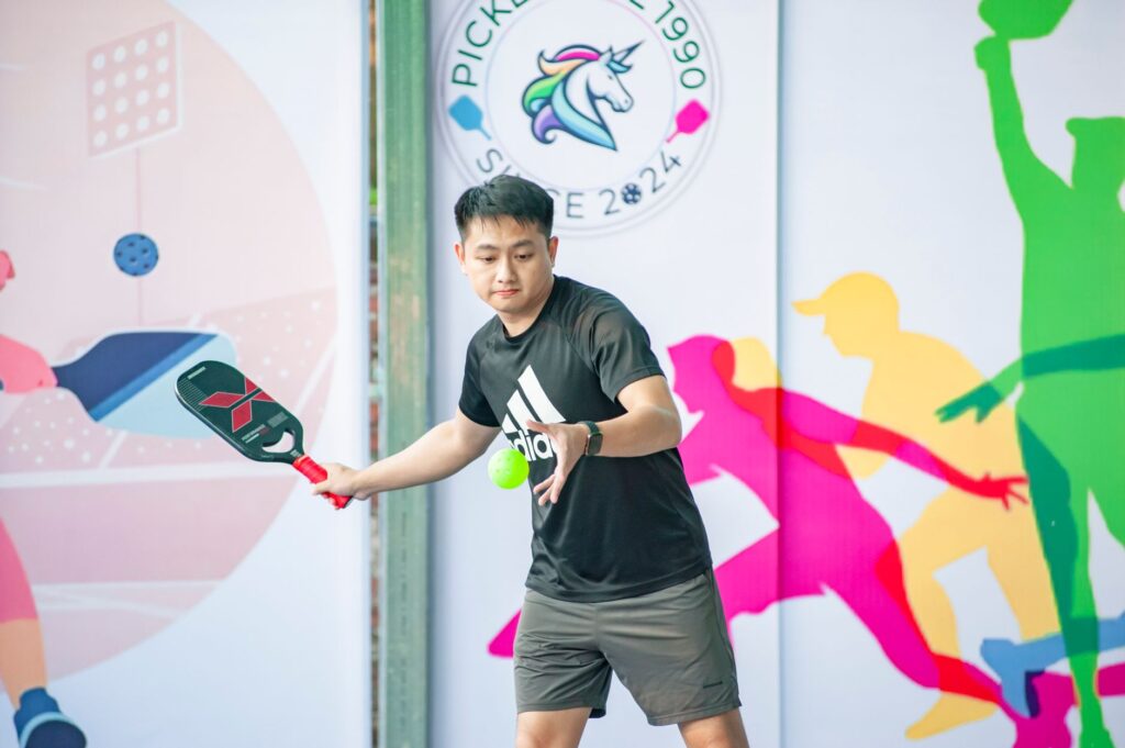 Pickleball player in action during a competitive event - MLP playoffs 2026
