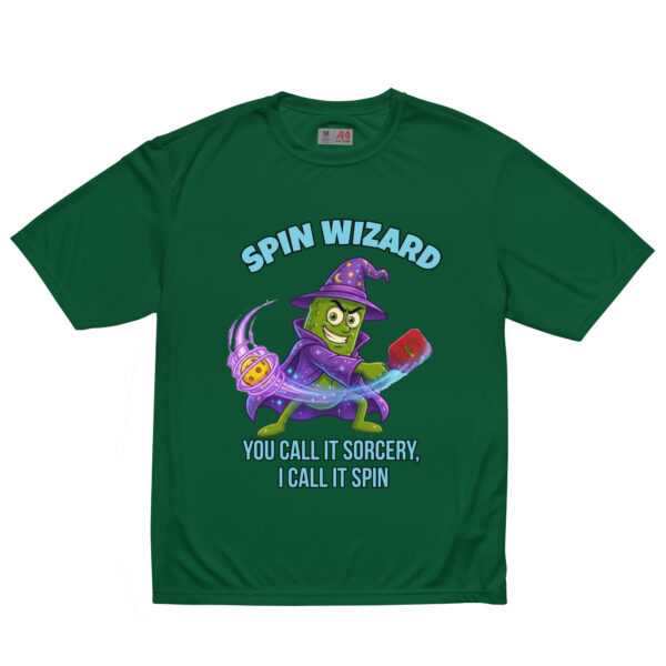unisex-performance-crew-neck-t-shirt-forest-green-front-6a85f3a120dda.jpg Spin Wizard — Funny Pickleball T-Shirt