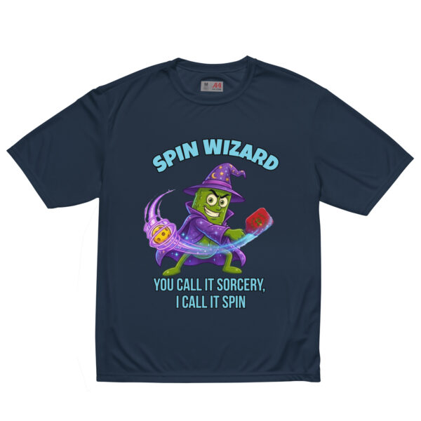unisex-performance-crew-neck-t-shirt-navy-front-6a85f3a120e7b.jpg Spin Wizard — Funny Pickleball T-Shirt