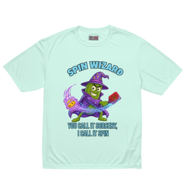 unisex-performance-crew-neck-t-shirt-pastel-mint-front-6a85f3a120ea7.jpg Spin Wizard — Funny Pickleball T-Shirt