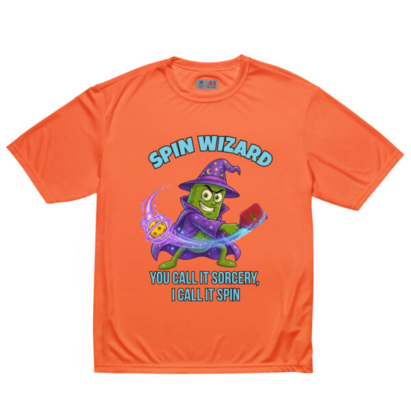 unisex-performance-crew-neck-t-shirt-safety-orange-front-6a85f3a120f6f.jpg Spin Wizard — Funny Pickleball T-Shirt