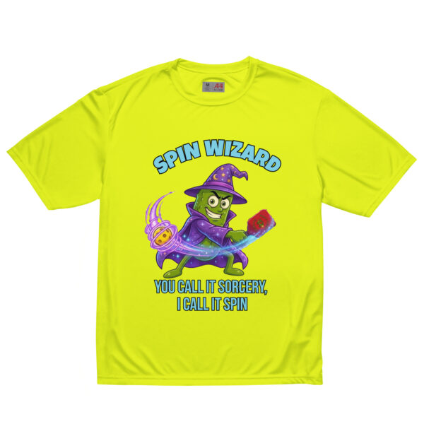 unisex-performance-crew-neck-t-shirt-safety-yellow-front-6a85f3a120fbc.jpg Spin Wizard — Funny Pickleball T-Shirt